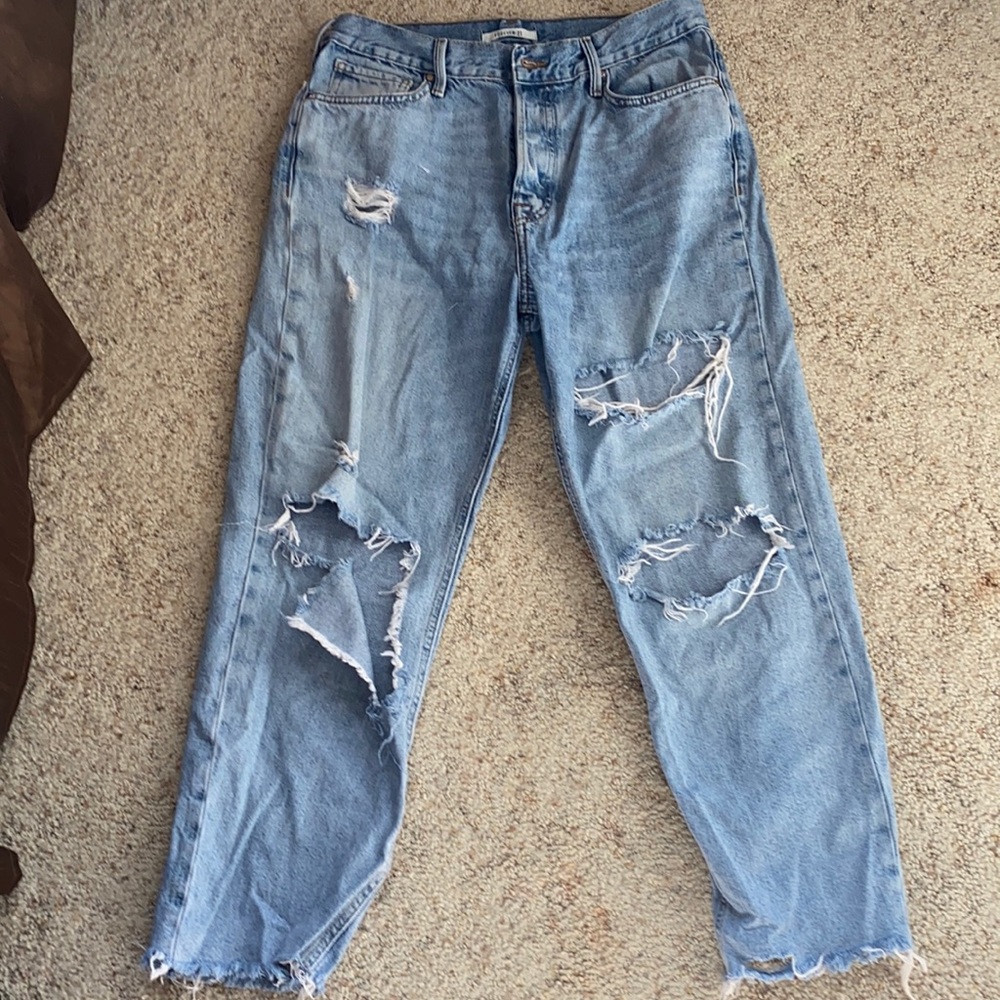Light Wash Ripped Mom Jeans